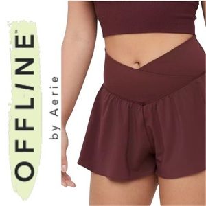 OFFLINE By Aerie Real Me Crossover Flowy Short in maroon - medium